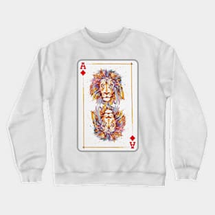 Lion Head Ace of Diamonds Playing Card Crewneck Sweatshirt